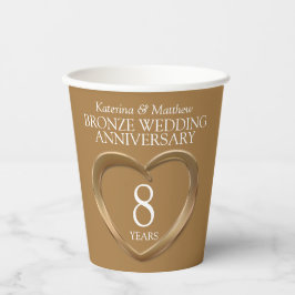 8 jaar brons bruiloft hart papieren bekers