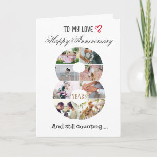 8 jaar bruiloft Jubileum fotokaart Bedankkaart