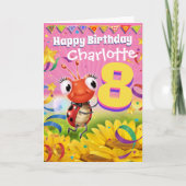 8 jaar Custom verjaardagskaart Little Ladybug bere Kaart (Voorkant)