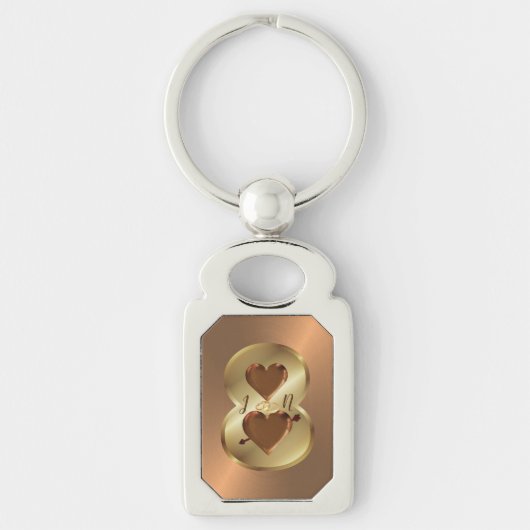8 jaar gepersonaliseerde Bronze Jubileum Gift Sleutelhanger (Voorkant)