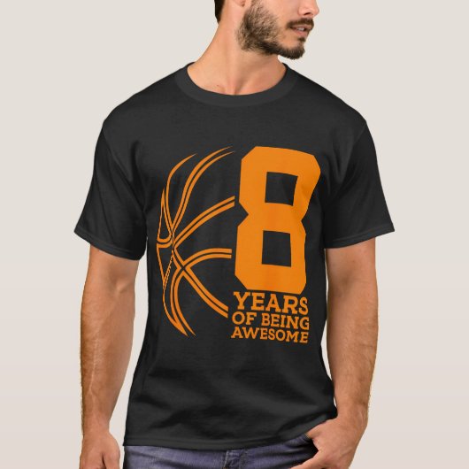 8 jaar Geweldige basketbal 8e verjaardag T-shirt (Voorkant)