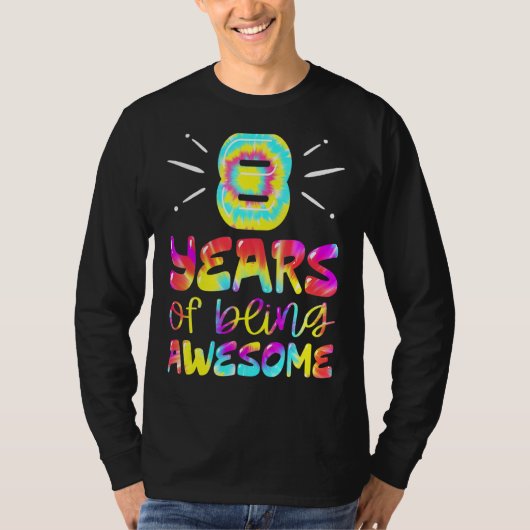 8 jaar Geweldige kleuren 8 jaar oud 8e jaar oud T-shirt (Voorkant)