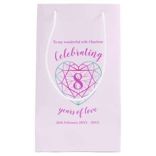 8 jaar liefde tourmaline twee tooncadeautas klein cadeauzakje (Voorkant)