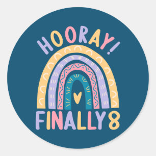 8 jaar oud 8 jaar oud vioolmeisje Rainbow Ronde Sticker