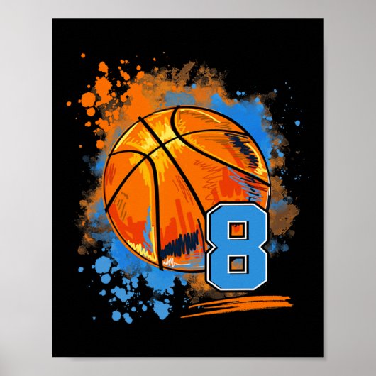 8 jaar oud 8e verjaardag Basketball Poster (Voorkant)