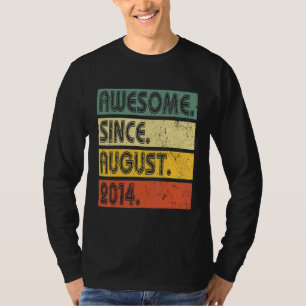 8 jaar oud 8e verjaardag Geweldige sinds augustus T-shirt