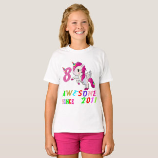 8 jaar oud 8e verjaardag Unicorn Shirt Girl