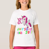 8 jaar oud 8e verjaardag Unicorn Shirt Girl (Voorkant)