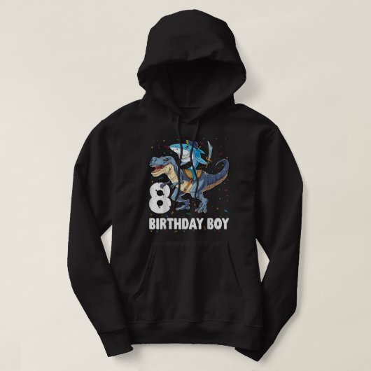 8 jaar oud 8ste verjaardag Jongen Shark Dinosaur P Hoodie (Design voorkant)