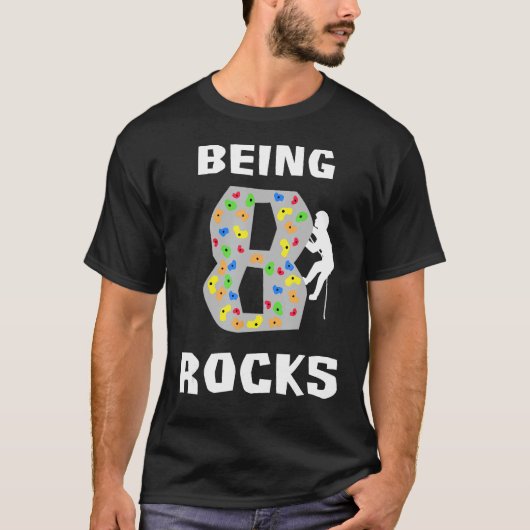 8 jaar oud als Rocks Funny Rock Climate Birthda T-shirt (Voorkant)