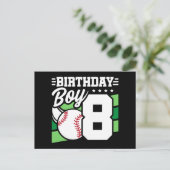 8 Jaar Oud Baseball Party Thema 8e Verjaardag Jong Briefkaart (Staand voorkant)
