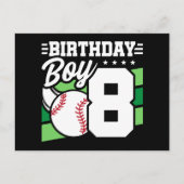 8 Jaar Oud Baseball Party Thema 8e Verjaardag Jong Briefkaart (Voorkant)