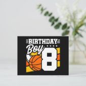 8 Jaar Oud Basketbal Party Thema 8e Verjaardag Jon Briefkaart (Staand voorkant)