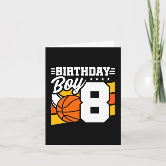 8 Jaar Oud Basketbal Party Thema 8e Verjaardag Jon Kaart (Voorkant)
