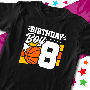 8 Jaar Oud Basketbal Party Thema 8e Verjaardag Jon T-shirt