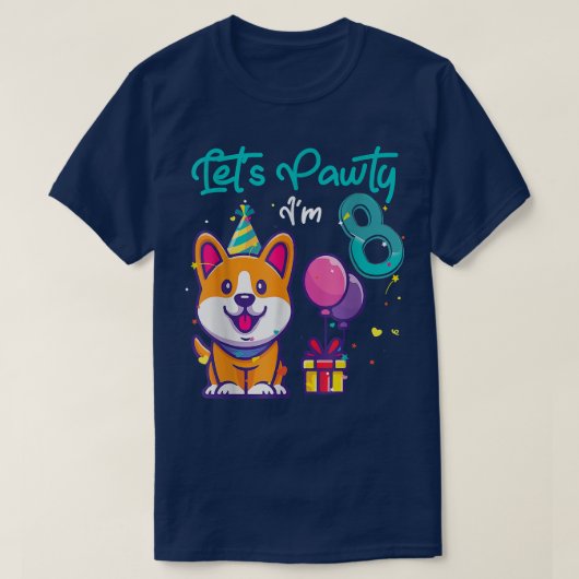 8 jaar oud Corgi Hondenliefhebber 8ste verjaardag  T-shirt (Design voorkant)