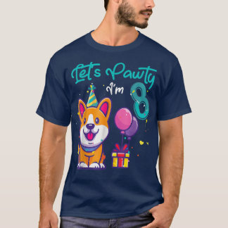 8 jaar oud Corgi Hondenliefhebber 8ste verjaardag  T-shirt