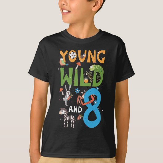 8 jaar oud dierentuin van Birthday Safari Oerwoud  T-shirt (Voorkant)