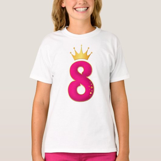 8 jaar oud, feestdag ontwerp voor meisjes. 8e B T-shirt (Voorkant)