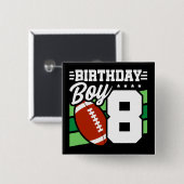 8 Jaar Oud Football Party Thema 8e Verjaardags Jon Vierkante Button 5,1 Cm (Voorkant /achterkant)