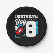 8 Jaar Oud Hockey Party Thema 8e Verjaardag Jongen Papieren Bordje (Voorkant)