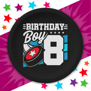 8 Jaar Oud Hockey Party Thema 8e Verjaardag Jongen Papieren Bordje