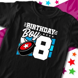 8 Jaar Oud Hockey Party Thema 8e Verjaardag Jongen T-shirt