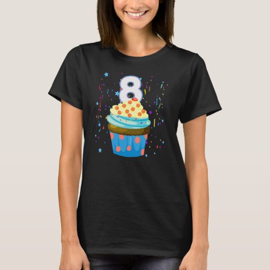 8 jaar oud is het mijn 8e verjaardag Sweet cupcake T-shirt (Voorkant)