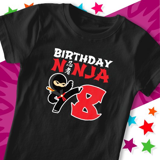 8 Jaar Oud Karate Ninja Party Kinder 8e Verjaardag T-shirt