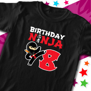 8 Jaar Oud Karate Ninja Party Kinder 8e Verjaardag T-shirt
