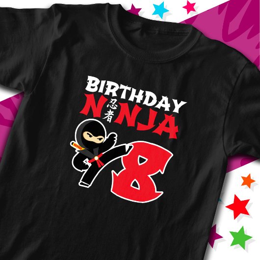 8 Jaar Oud Karate Ninja Party Kinder 8e Verjaardag T-shirt