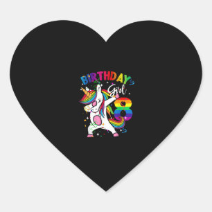8 jaar oud Kind 8e verjaardag Cadeau Unicorn Hart Sticker