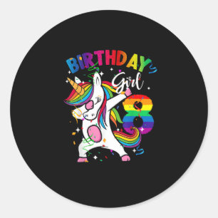 8 jaar oud Kind 8e verjaardag Cadeau Unicorn Ronde Sticker