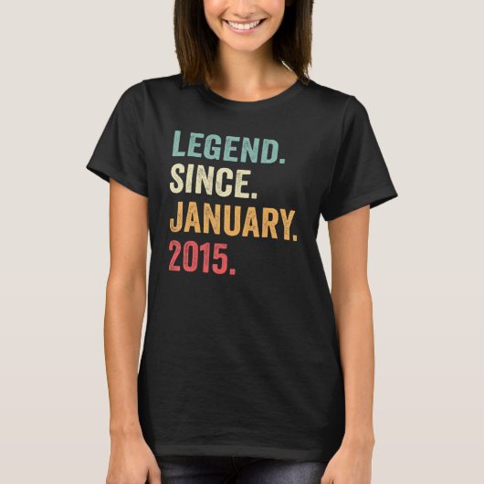 8 jaar oud Legend sinds januari 2015 8th Birthda T-shirt (Voorkant)