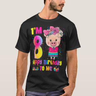 8 jaar oud meisje Geweldige prinses Cute Pig 8th B T-shirt
