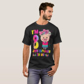 8 jaar oud meisje Geweldige prinses Cute Pig 8th B T-shirt (Voorkant volledig)