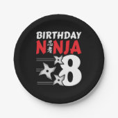 8 Jaar Oud Ninja Party Sterren Kinder 8e Verjaarda Papieren Bordje (Voorkant)