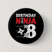 8 Jaar Oud Ninja Party Sterren Kinder 8e Verjaarda Ronde Button 5,7 Cm (Voorkant)