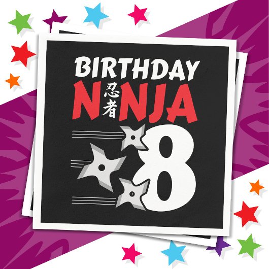 8 Jaar Oud Ninja Party Sterren Kinder 8e Verjaarda Servet