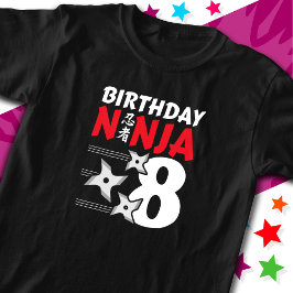 8 Jaar Oud Ninja Party Sterren Kinder 8e Verjaarda T-shirt