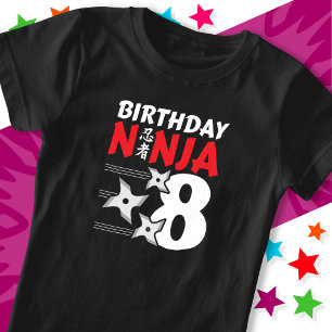 8 Jaar Oud Ninja Party Sterren Kinder 8e Verjaarda T-shirt