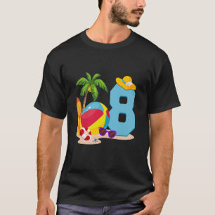 8 Jaar Oud Strandbal Pool Party Verjaardag Zomer V T-shirt