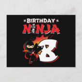 8 Jaar Oud Stripboek Stijl Ninja 8e Verjaardag Briefkaart (Voorkant)
