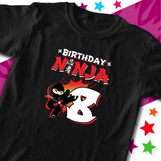 8 Jaar Oud Stripboek Stijl Ninja 8e Verjaardag T-shirt