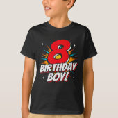 8 Jaar Oud Superheld Verjaardag Jongen 8e Verjaard T-shirt (Voorkant)