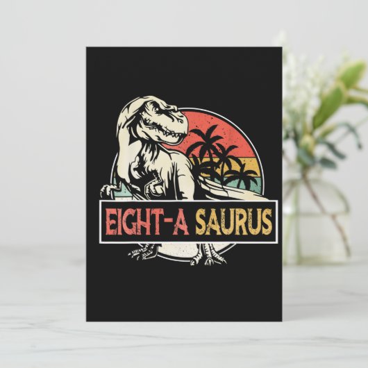 8 jaar oud T-Rex Dinosaurus Verjaardagscadeau Kaart (Staand voorkant)