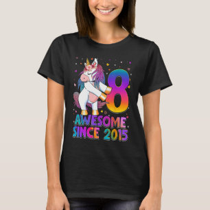 8 jaar oud Unicorn Flossing 8th Birthday Girl Uni T-shirt