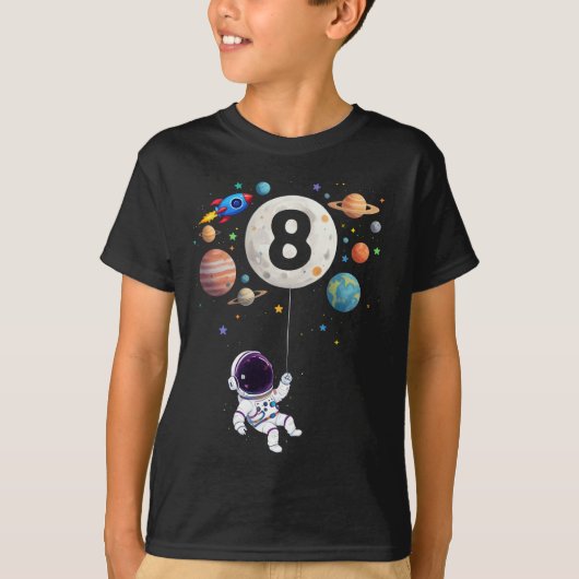 8 Jaar Oud Verjaardag Planeten Astronaut 8e Verjaa T-shirt (Voorkant)
