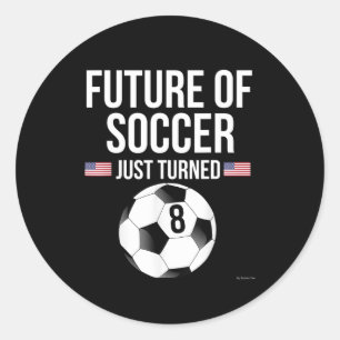 8 jaar oud verjaardagscadeau voor voetbaljongens ronde sticker