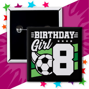 8 Jaar Oud Voetbal Football Feest 8e Verjaardag Me Vierkante Button 5,1 Cm